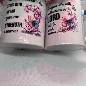 Inspirational Butterfly Mug Set - Pink and White